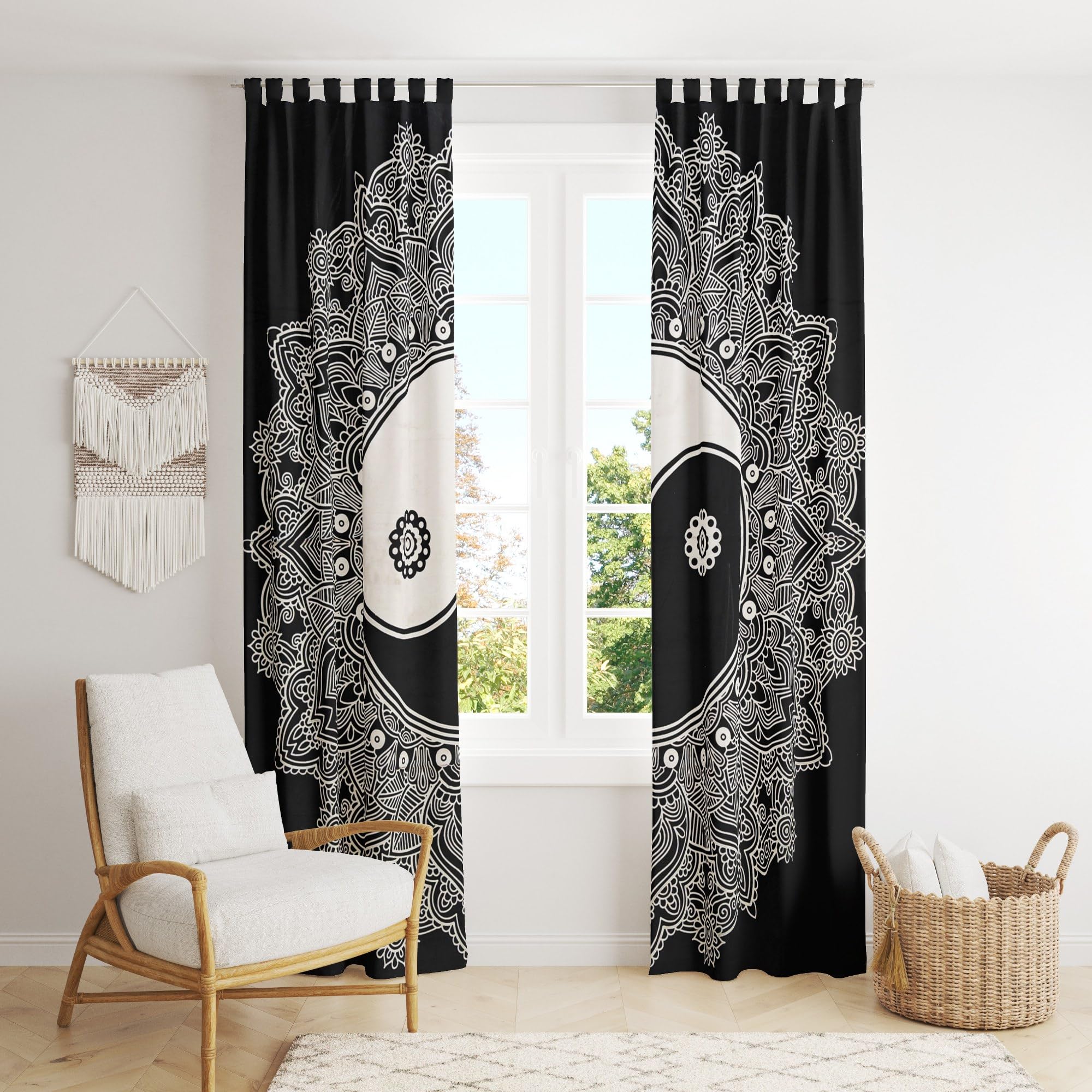 Amazon.co.jp: Indian Mandalaタペストリーカーテン、装飾壁ドレープ